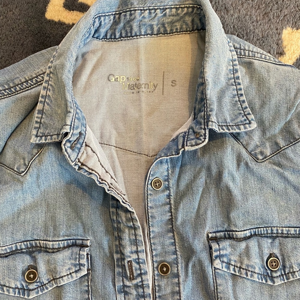 GAP Light Blue Denim Button-Down Maternity Shirt